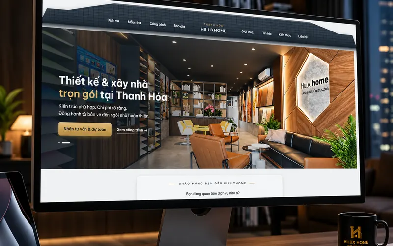 Website giới thiệu doanh nghiệp hiển thị trên màn hình máy tính – gói Khởi đầu thiết kế website